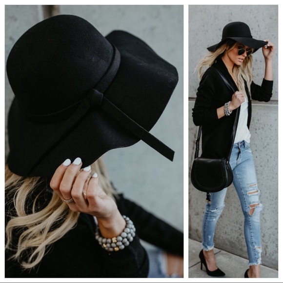 Packable Boho Floppy Hat-Black - Picture 6 of 8